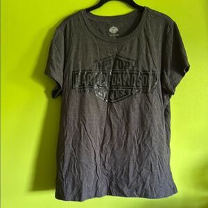 NWOT Harley Davidson Women's Dark Heather Gray Short Sleeve Tee Shirt Size 2XL